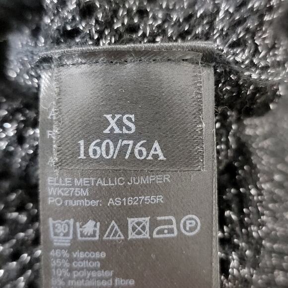 All Saints Women's Elle Metallic Jumper Black Open Knit Batwing Top XS - Picture 11 of 15